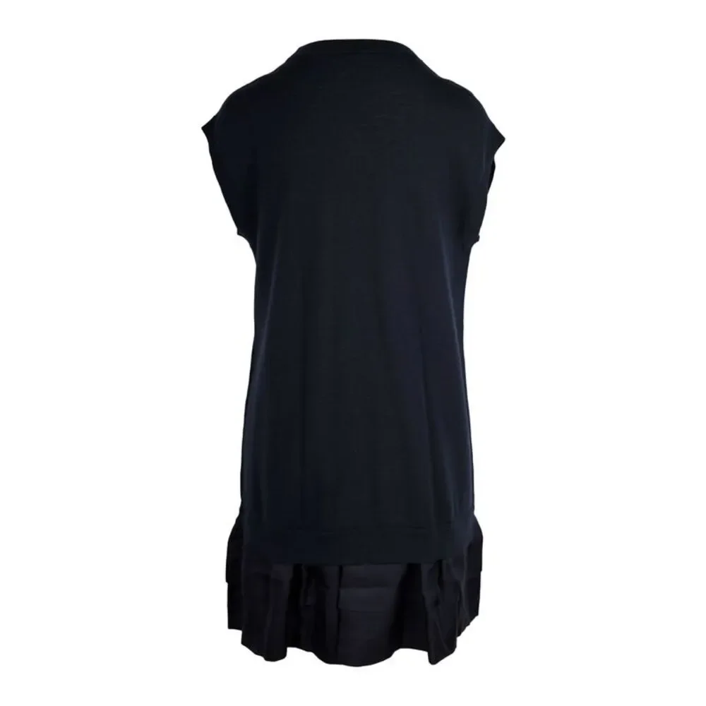 Louis Vuitton Navy Wool Dress with Sequin Details - '10s